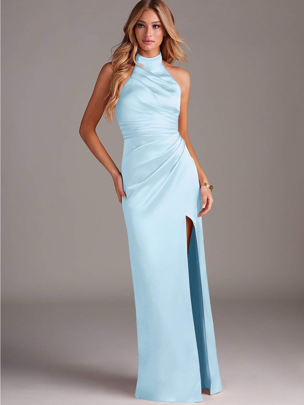 Azazie Jemma Sky Blue Satin Dress